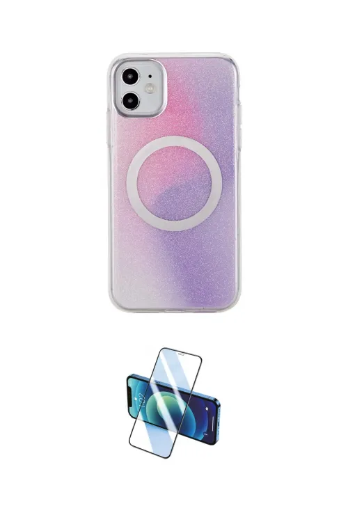 ieg™ iPhone 11 Kılıf Pusula Form - Siyah 3D Antistatik Cam Ekran Koruyucu