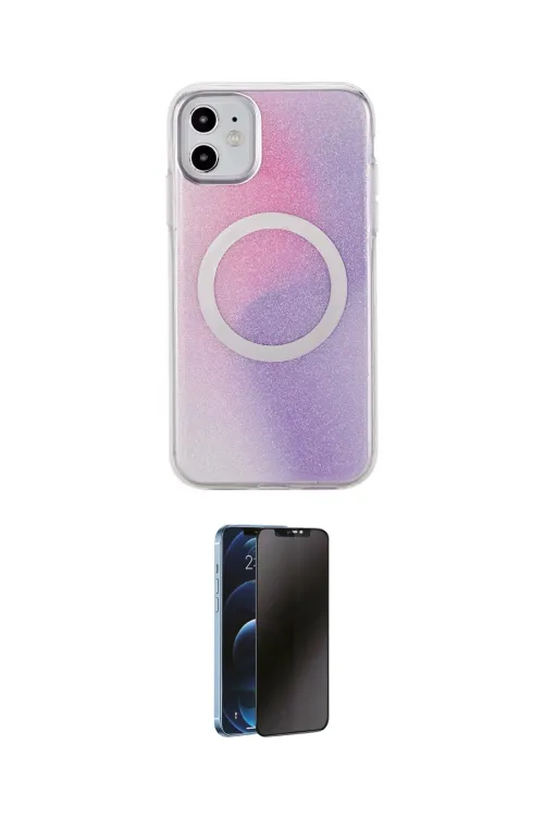ieg™ iPhone 11 Kılıf Pusula Form - Siyah 3D Antistatik Hayalet Cam Ekran Koruyucu