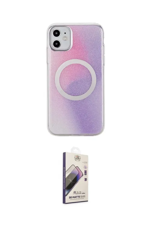 ieg™ iPhone 11 Kılıf Pusula Form - Siyah Bilvis 3D Mat Cam Ekran Koruyucu
