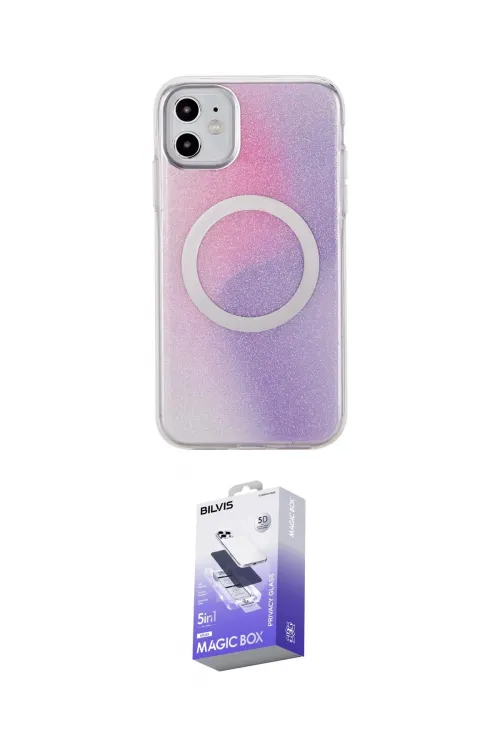 ieg™ iPhone 11 Kılıf Pusula Form - Siyah Bilvis 5in1 5D Magic Hayalet Cam Ekran Koruyucu