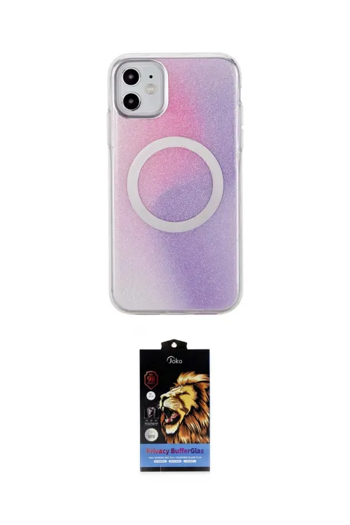 ieg™ iPhone 11 Kılıf Pusula Form - Siyah Buffer Hayalet Cam Ekran Koruyucu