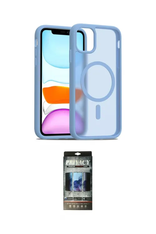 ieg™ iPhone 11 Kılıf Siluet Minimal Prime - Siyah 34D Hayalet Izgaralı Cam