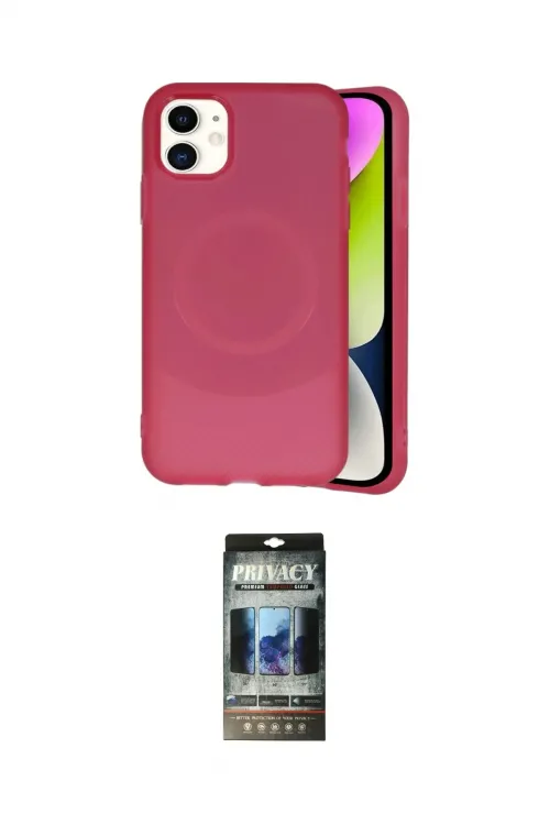 ieg™ iPhone 11 Kılıf Ufuk Serisi - Siyah 34D Hayalet Izgaralı Cam