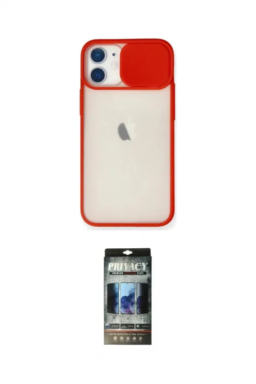 ieg™ iPhone 11 Kılıf Vadi Çizgi - Siyah 34D Hayalet Izgaralı Cam
