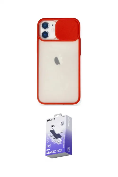 ieg™ iPhone 11 Kılıf Vadi Çizgi - Siyah Bilvis 5in1 5D Magic Hayalet Cam Ekran Koruyucu
