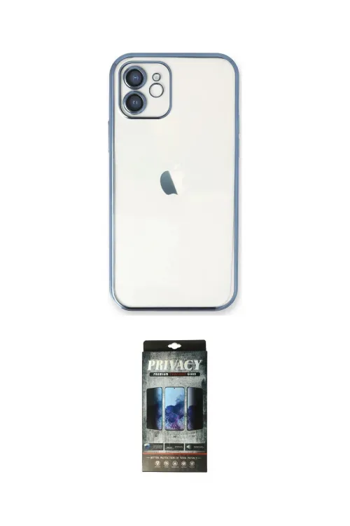 ieg™ iPhone 11 Kılıf Vadi Minimal - Siyah 34D Hayalet Izgaralı Cam