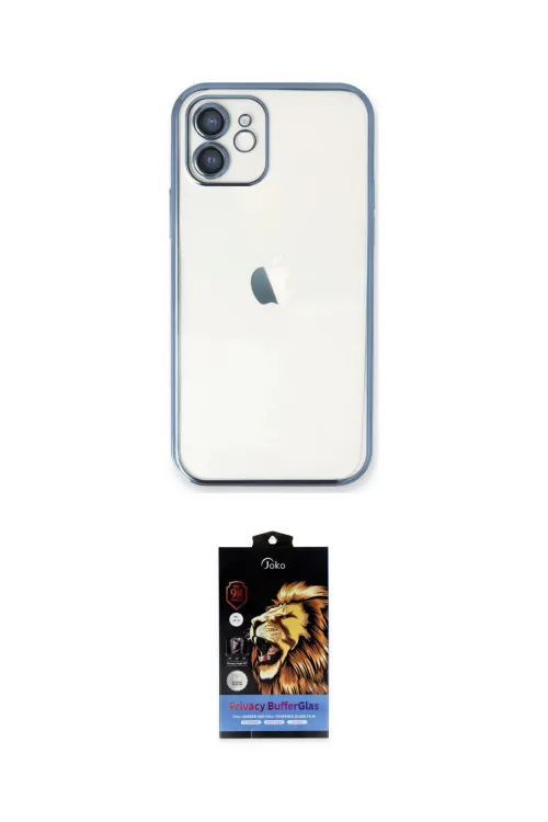 ieg™ iPhone 11 Kılıf Vadi Minimal - Siyah Buffer Hayalet Cam Ekran Koruyucu
