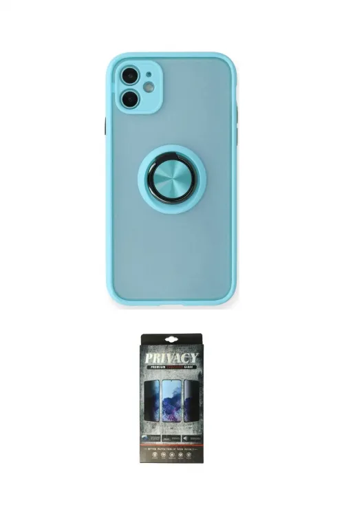 ieg™ iPhone 11 Kılıf Yörünge Çizgi - Siyah 34D Hayalet Izgaralı Cam