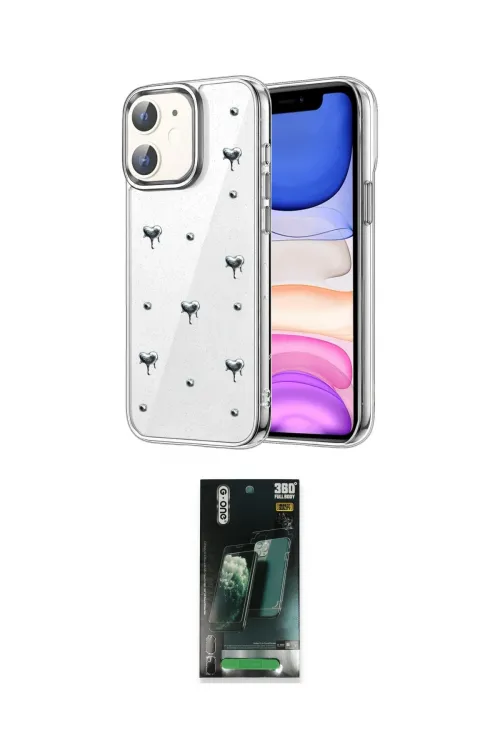 ieg™ iPhone 11 Kılıf Yörünge Form - Şeffaf 360 Full Body Arka Koruyucu