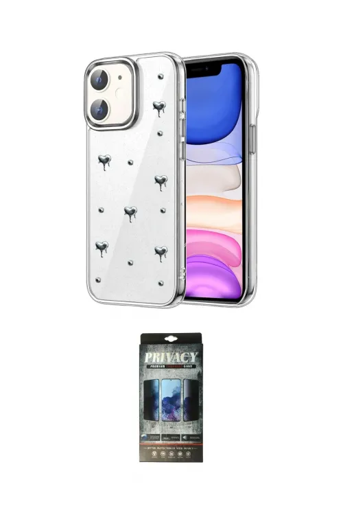 ieg™ iPhone 11 Kılıf Yörünge Form - Siyah 34D Hayalet Izgaralı Cam