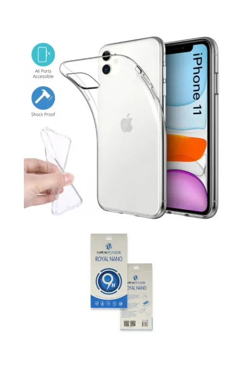 ieg™ iPhone 11 Kılıf Zirve Doku - Şeffaf Royal Nano Ekran Koruyucu