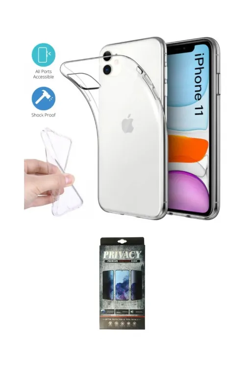 ieg™ iPhone 11 Kılıf Zirve Doku - Siyah 34D Hayalet Izgaralı Cam