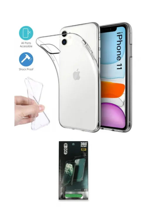 ieg™ iPhone 11 Kılıf Zirve Doku - Siyah 360 Mat Full Body Arka Koruyucu