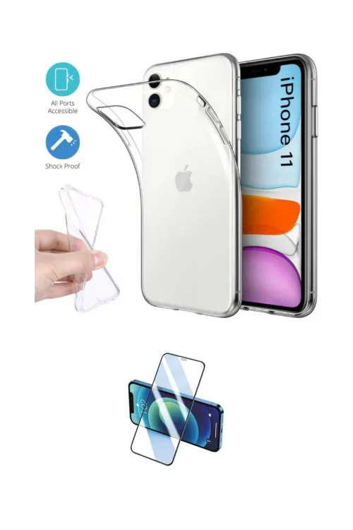 ieg™ iPhone 11 Kılıf Zirve Doku - Siyah 3D Antistatik Cam Ekran Koruyucu