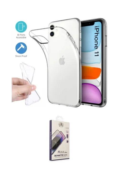ieg™ iPhone 11 Kılıf Zirve Doku - Siyah Bilvis 3D Mat Cam Ekran Koruyucu