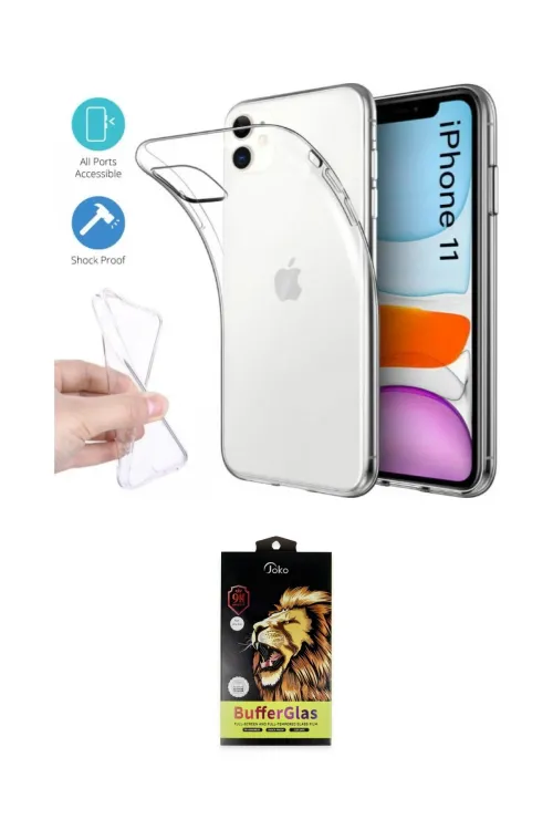 ieg™ iPhone 11 Kılıf Zirve Doku - Siyah Buffer Cam Ekran Koruyucu