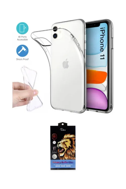 ieg™ iPhone 11 Kılıf Zirve Doku - Siyah Buffer Hayalet Cam Ekran Koruyucu