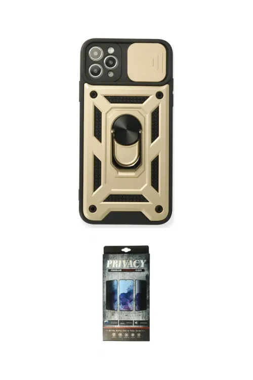 ieg™ iPhone 11 Pro Kılıf Ahenk Klasik - Siyah 34D Hayalet Izgaralı Cam