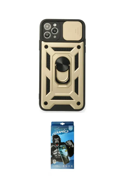 ieg™ iPhone 11 Pro Kılıf Ahenk Klasik - Siyah 34D Izgaralı Cam