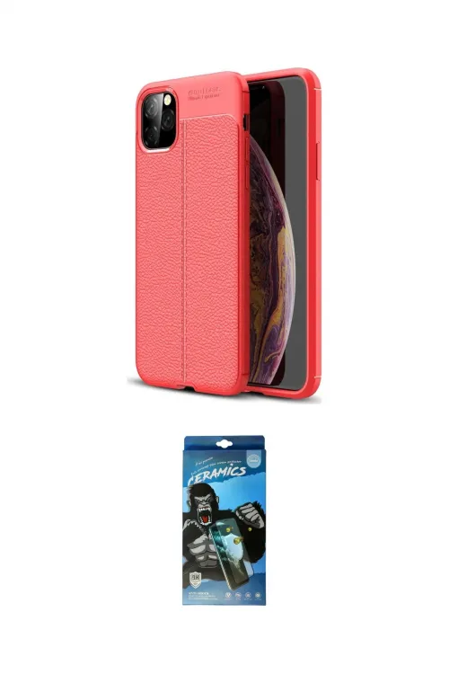 ieg™ iPhone 11 Pro Kılıf Doruk Klasik Özel Seri - Siyah 34D Izgaralı Cam