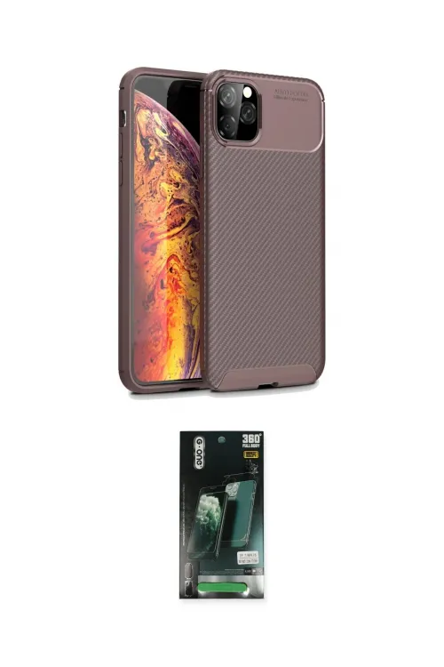 ieg™ iPhone 11 Pro Kılıf Eksen Form Prime - Siyah 360 Mat Full Body Arka Koruyucu