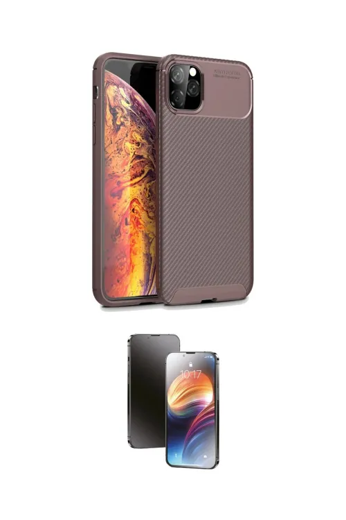 ieg™ iPhone 11 Pro Kılıf Eksen Form Prime - Siyah 3D Antistatik Mat Seramik Nano Ekran Koruyucu