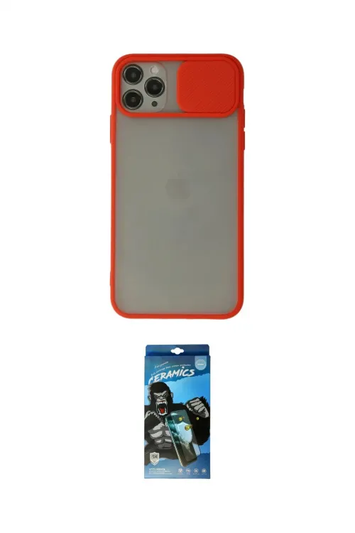 ieg™ iPhone 11 Pro Kılıf Vadi Çizgi - Siyah 34D Izgaralı Cam