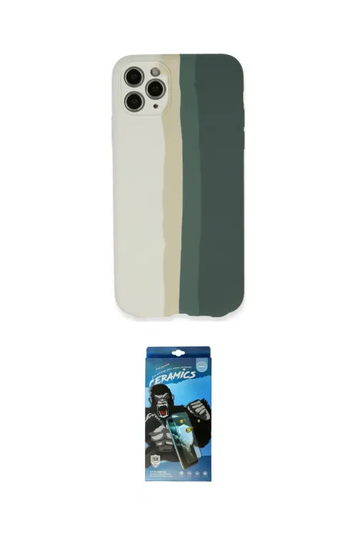 ieg™ iPhone 11 Pro Kılıf Yadigar Çizgi - Siyah 34D Izgaralı Cam