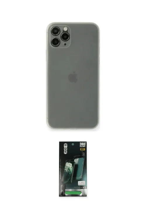 ieg™ iPhone 11 Pro Kılıf Yadigar Yansıma Serisi - Siyah 360 Mat Full Body Arka Koruyucu