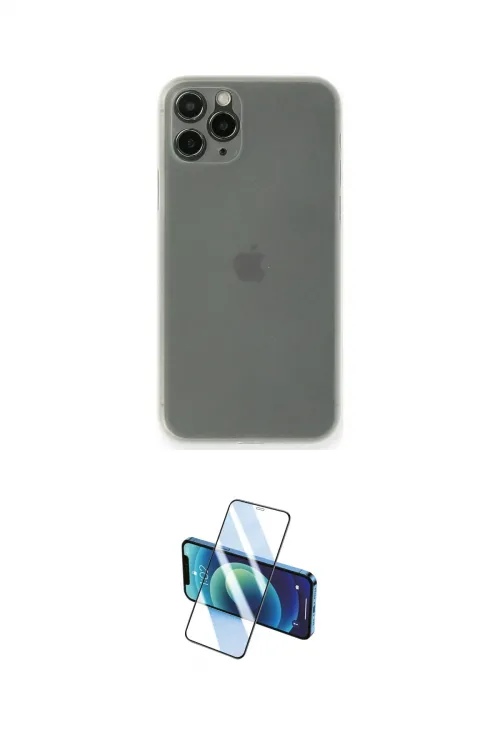ieg™ iPhone 11 Pro Kılıf Yadigar Yansıma Serisi - Siyah 3D Antistatik Cam Ekran Koruyucu