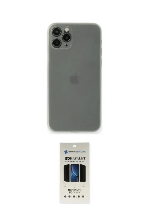ieg™ iPhone 11 Pro Kılıf Yadigar Yansıma Serisi - Siyah 5D Hayalet Cam Ekran Koruyucu