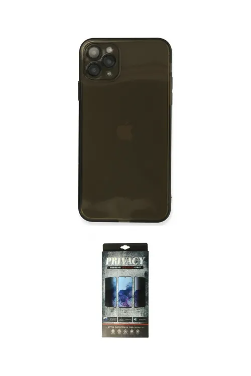 ieg™ iPhone 11 Pro Max Kılıf Ahenk Doku - Siyah 34D Hayalet Izgaralı Cam