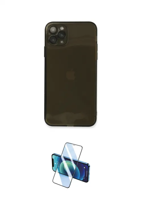 ieg™ iPhone 11 Pro Max Kılıf Ahenk Doku - Siyah 3D Antistatik Cam Ekran Koruyucu