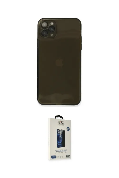 ieg™ iPhone 11 Pro Max Kılıf Ahenk Doku - Siyah Bilvis Hayalet Cam Ekran Koruyucu