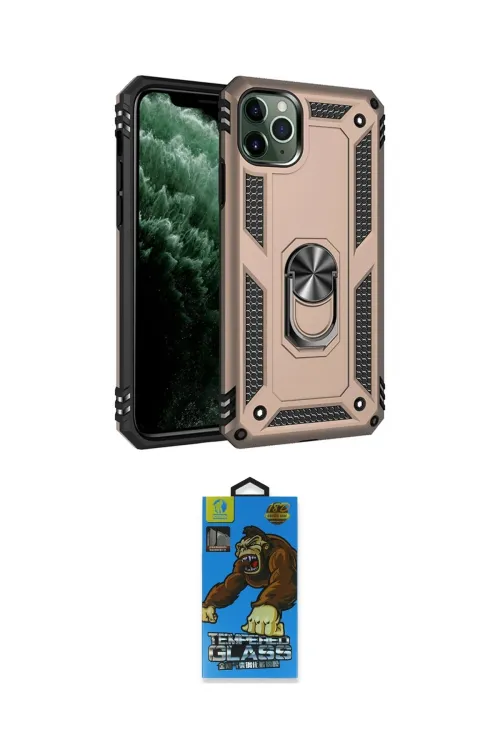 ieg™ iPhone 11 Pro Max Kılıf Ahenk Klasik Koleksiyonu - Siyah 18D Cam Ekran Koruyucu