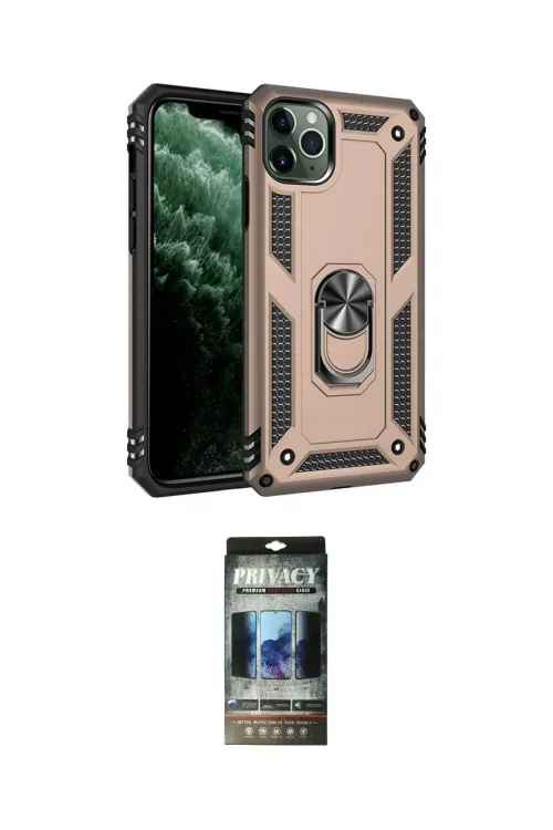 ieg™ iPhone 11 Pro Max Kılıf Ahenk Klasik Koleksiyonu - Siyah 34D Hayalet Izgaralı Cam