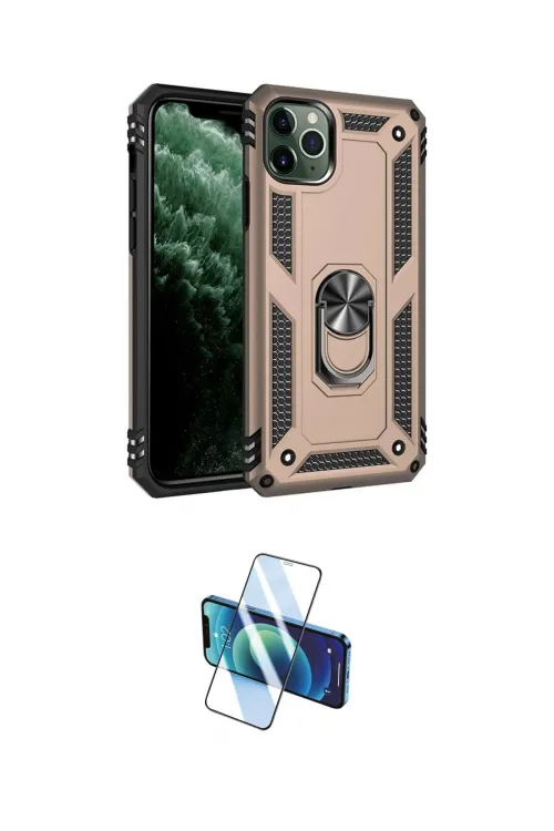 ieg™ iPhone 11 Pro Max Kılıf Ahenk Klasik Koleksiyonu - Siyah 3D Antistatik Cam Ekran Koruyucu