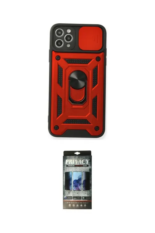 ieg™ iPhone 11 Pro Max Kılıf Ahenk Klasik - Siyah 34D Hayalet Izgaralı Cam