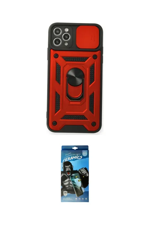 ieg™ iPhone 11 Pro Max Kılıf Ahenk Klasik - Siyah 34D Izgaralı Cam