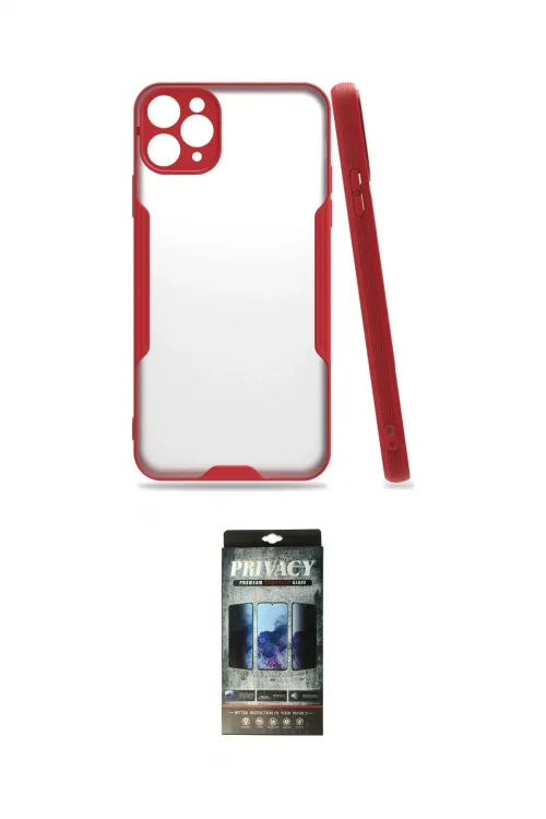 ieg™ iPhone 11 Pro Max Kılıf Atlas Asil Serisi - Siyah 34D Hayalet Izgaralı Cam