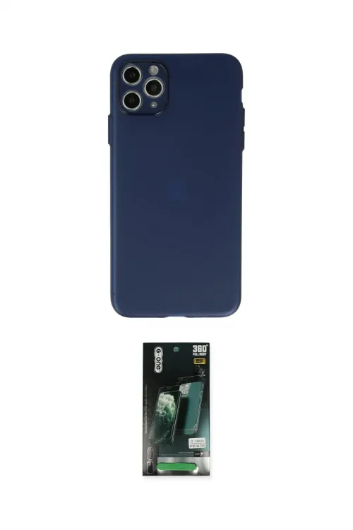 ieg™ iPhone 11 Pro Max Kılıf Atlas Minimal Prime - Siyah 360 Mat Full Body Arka Koruyucu
