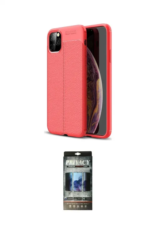 ieg™ iPhone 11 Pro Max Kılıf Doruk Klasik Özel Seri - Siyah 34D Hayalet Izgaralı Cam