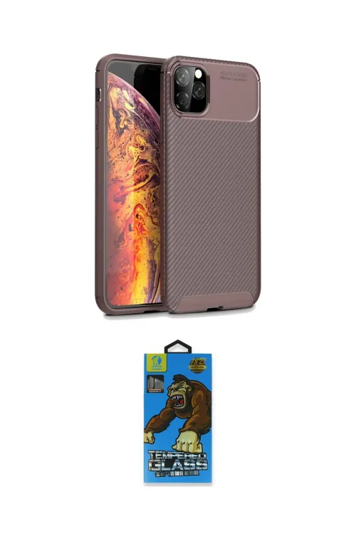 ieg™ iPhone 11 Pro Max Kılıf Eksen Form Prime - Siyah 18D Cam Ekran Koruyucu