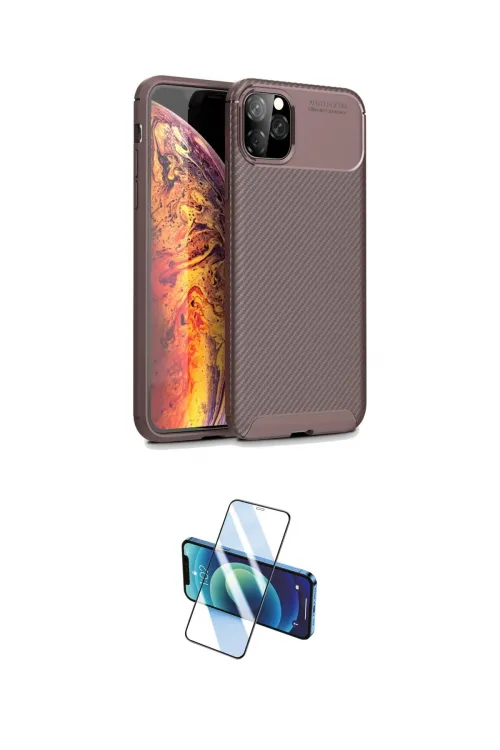 ieg™ iPhone 11 Pro Max Kılıf Eksen Form Prime - Siyah 3D Antistatik Seramik Nano Ekran Koruyucu