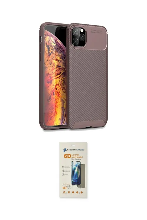 ieg™ iPhone 11 Pro Max Kılıf Eksen Form Prime - Siyah 6D Mat Seramik Hayalet Nano Ekran Koruyucu