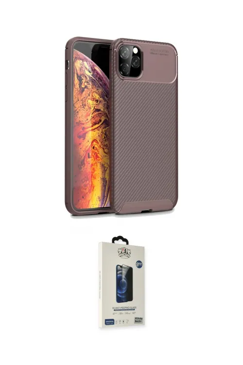 ieg™ iPhone 11 Pro Max Kılıf Eksen Form Prime - Siyah Bilvis Hayalet Cam Ekran Koruyucu