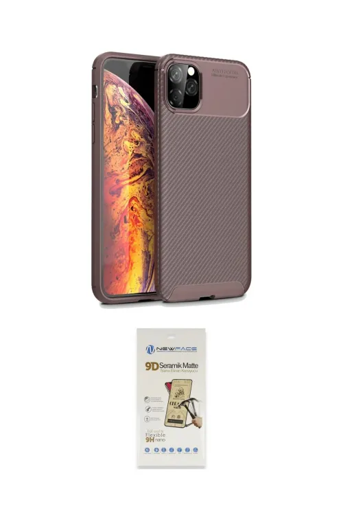 ieg™ iPhone 11 Pro Max Kılıf Eksen Form Prime - Siyah Mat Seramik Nano Ekran Koruyucu