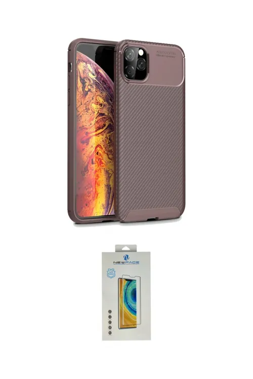ieg™ iPhone 11 Pro Max Kılıf Eksen Form Prime - Siyah Polymer Nano Ekran Koruyucu