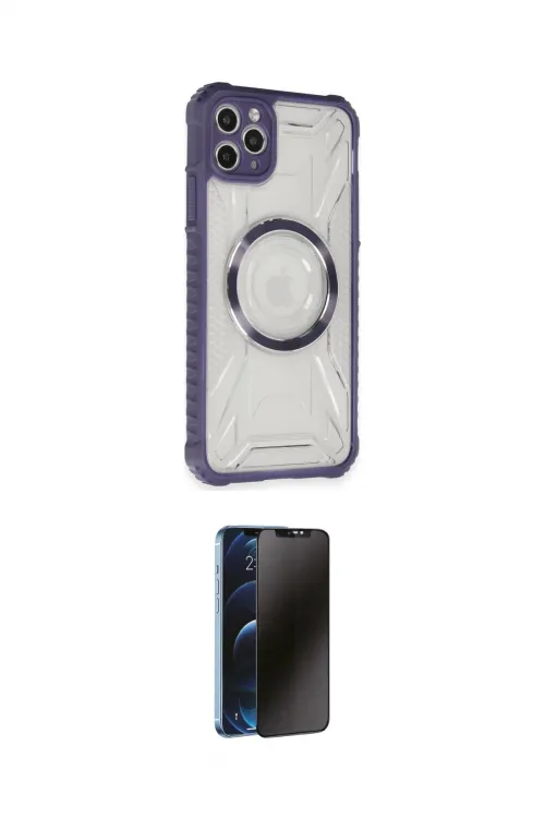 ieg™ iPhone 11 Pro Max Kılıf Kutup Modern - Siyah 3D Antistatik Hayalet Cam Ekran Koruyucu