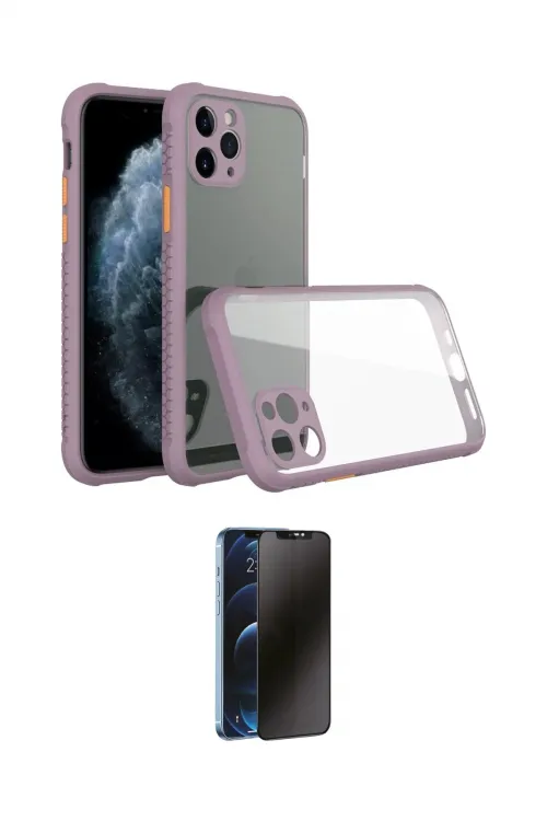 ieg™ iPhone 11 Pro Max Kılıf Nova Asil Özel Seri - Siyah 3D Antistatik Hayalet Cam Ekran Koruyucu